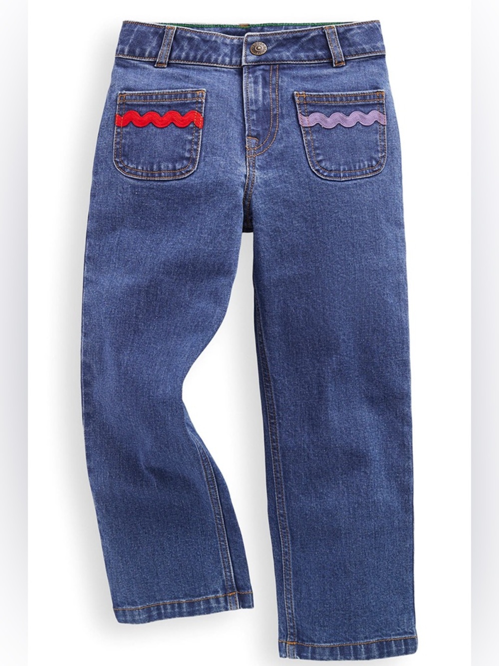 Mini Boden Patch Pocket Jeans Ric Rac 3-4Y